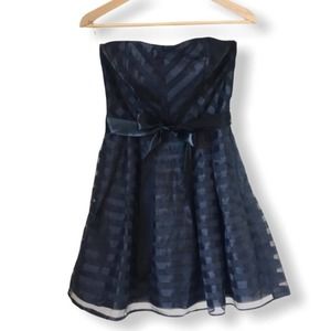 MISS AVENUE Satin Tulle Strapless Dress Black Chevron Small NWT Homecoming Prom